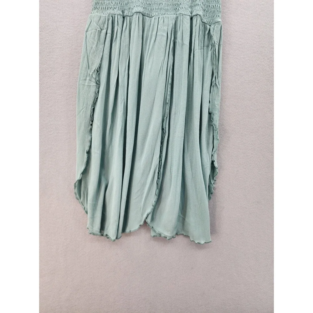 White Crow Sage Green Smocked Tie Strap Midi Dress Women Size Medium Boho Beachy - Picture 11 of 13